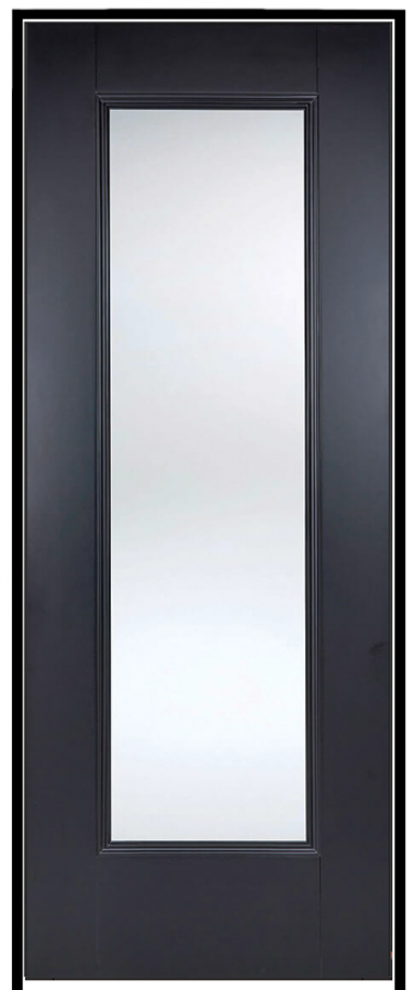 Eindhoven Black Prehung Door with Clear Bevelled Glass