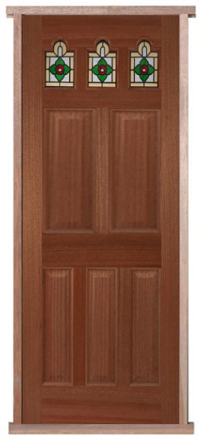 Ealing Rose (panelled) Hardwood External Pre-hung Door Set