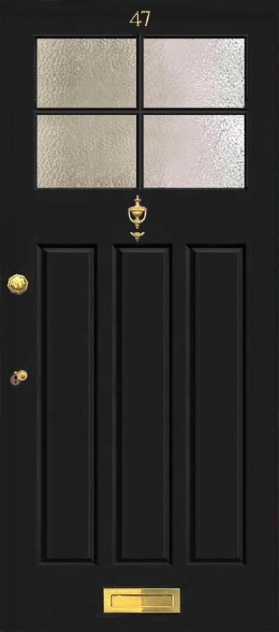 Traditional Sky 3 Panel 4 Light External Hardwood Door (made to measure)