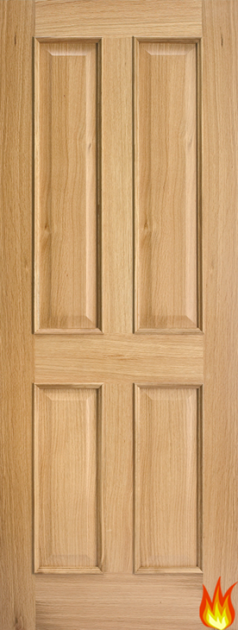Regency 4 Panel Internal Oak Fire Door (raised mouldings)