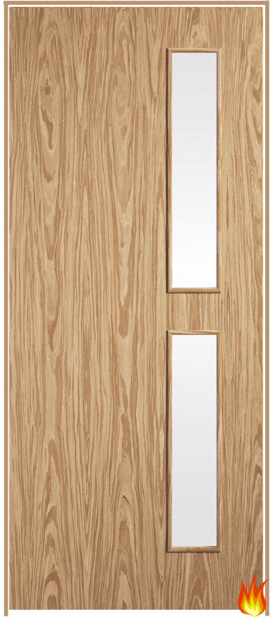 16G Pre-finished Oak Prehung Fire Door with Clear Glass (FD30)