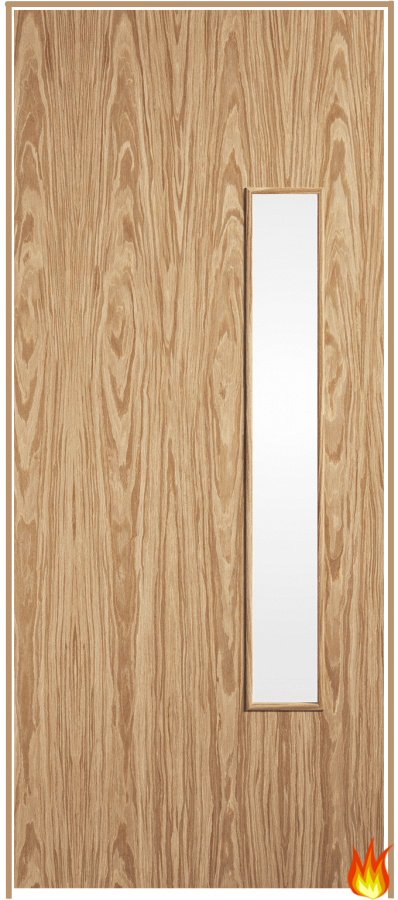 18G Pre-finished Oak Prehung Fire Door with Clear Glass (FD30)