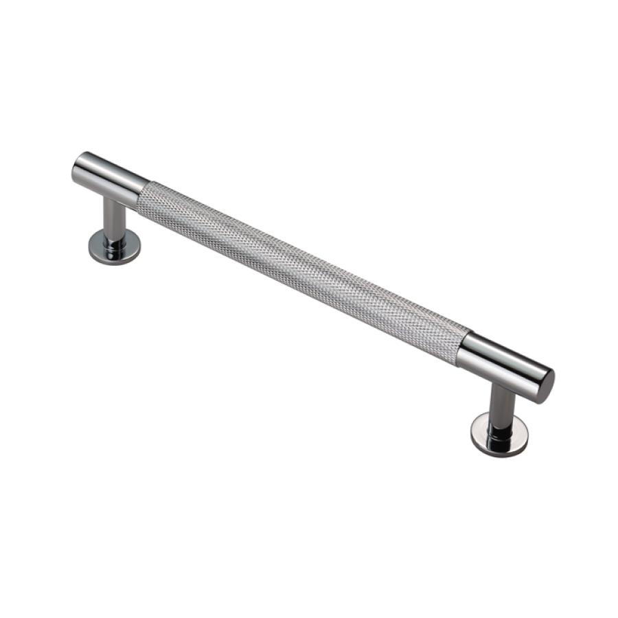 Knurled Kitchen & Cupboard Pull Handle - Polished Chrome