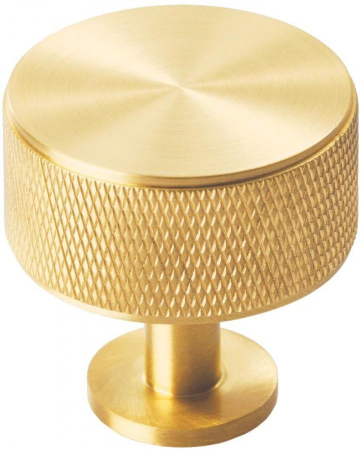Knurled Radio Cupboard Knob - Satin Brass