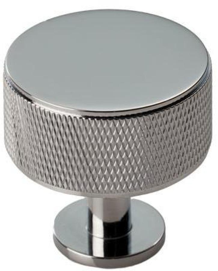 Knurled Radio Cupboard Knob - Polished Chrome