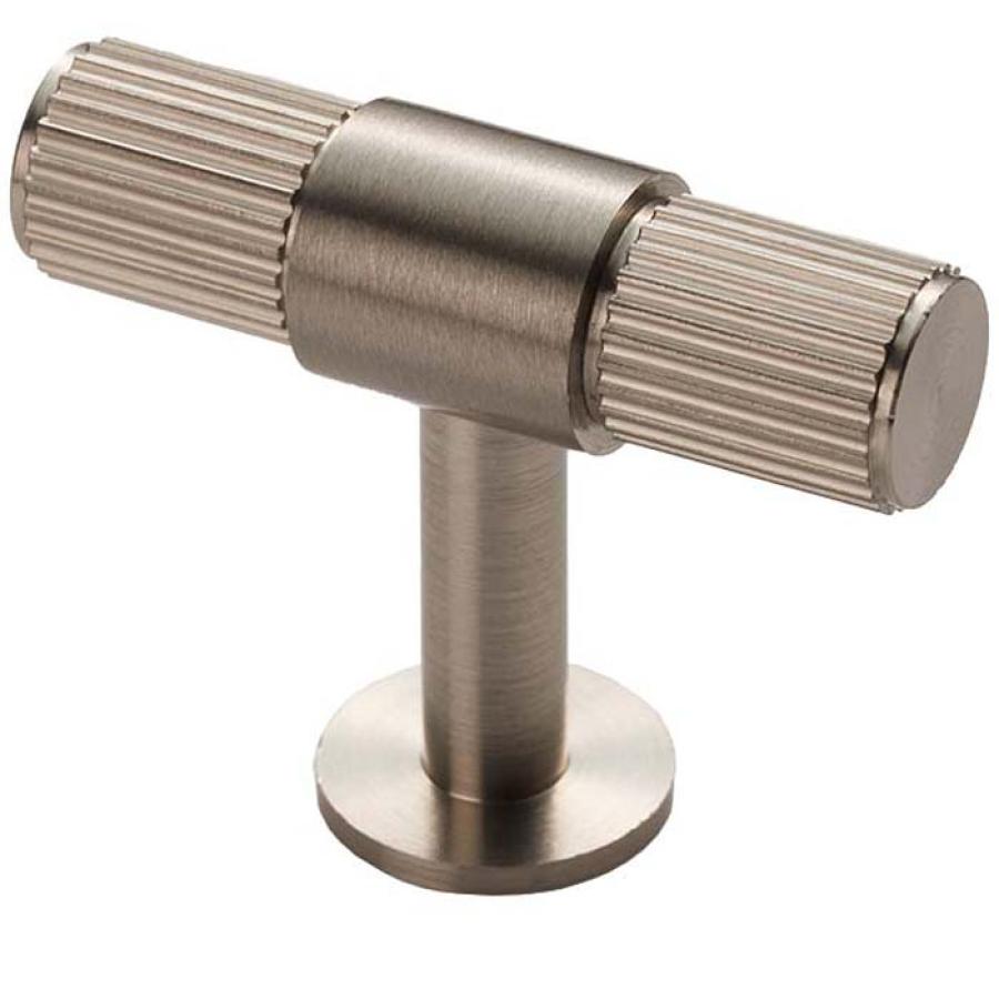 Lines T-Bar Wardrobe/Cupboard Knob - Satin Nickel