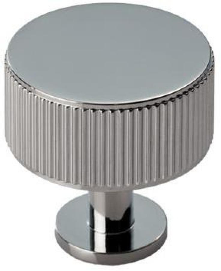 Lines Radio Cupboard/Wardrobe Knob - Polished Chrome