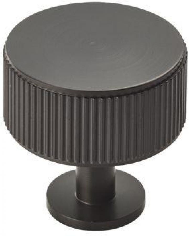 Lines Radio Cupboard/Wardrobe Knob - Matt Black
