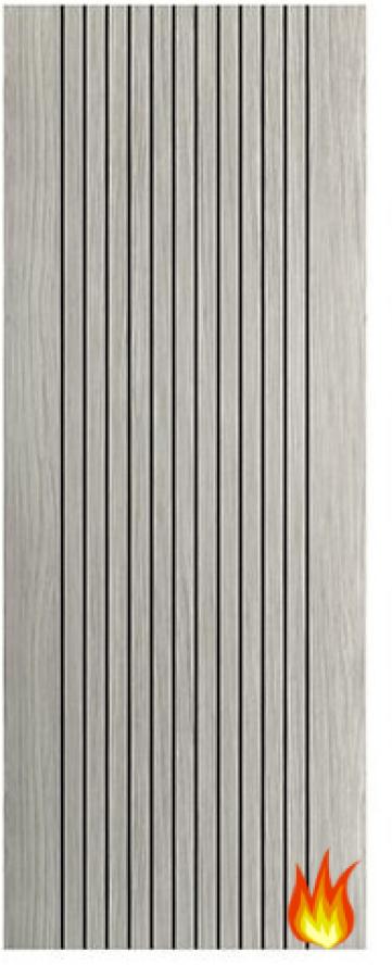 Aria Light Grey Laminate Fire Door (FD30) with Black Painted Grooves