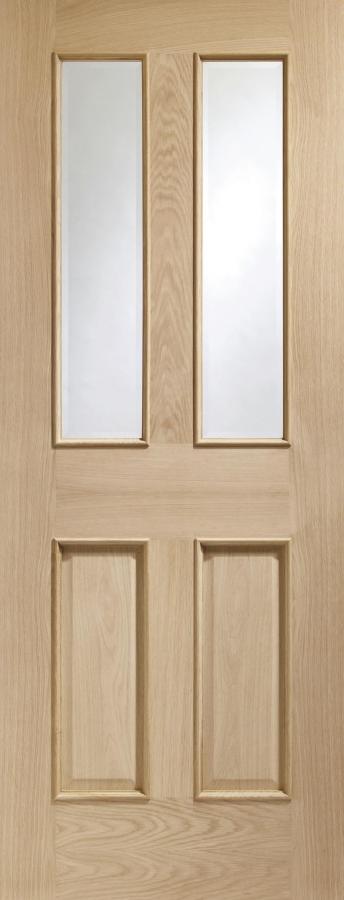 Malton Internal Oak Door with Raised Mouldings (bevelled glass)