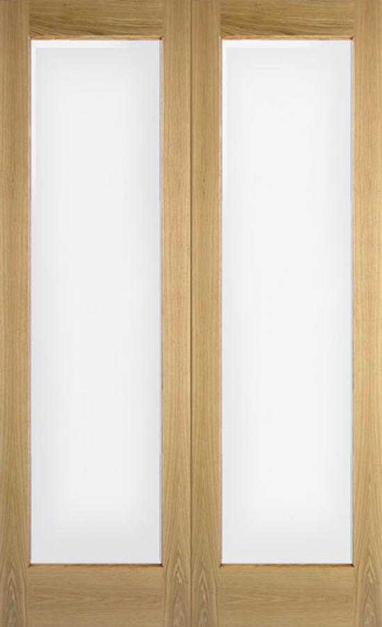 Pattern 10 Internal Oak French Doors with Clear Glass