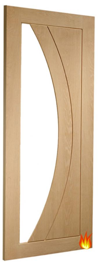 Salerno Oak Fire Door with Clear Glass (un-finished)