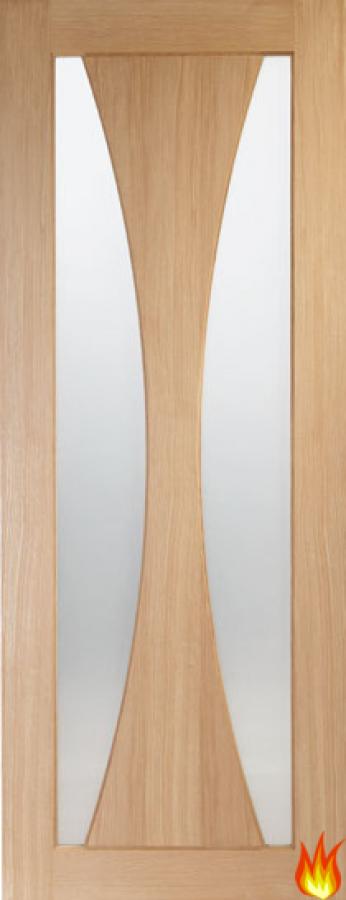 Verona Oak Fire Door with Clear Glass (un-finished)
