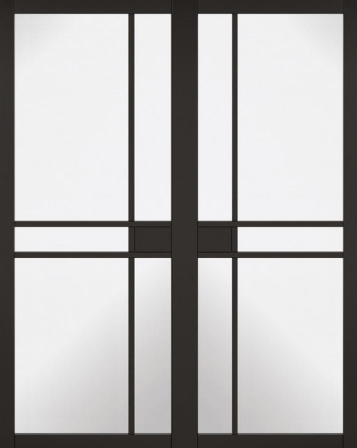 Greenwich Black Double Doors with Clear Glass (pre-finished)