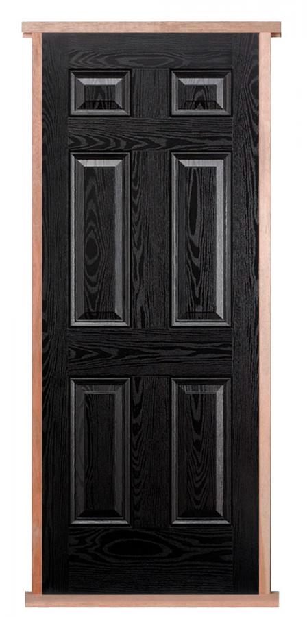 Composite 6 Panel Black & White (Oak grain) Pre-hung External Door Set