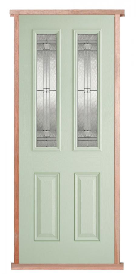 Composite Malton Green on White Pre-hung External Door Set