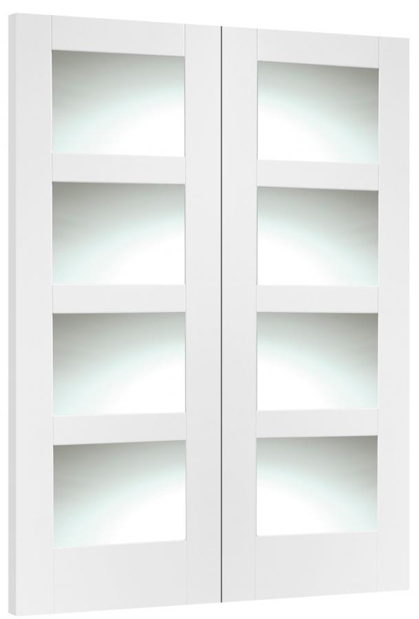 Shaker White Primed Internal French Doors