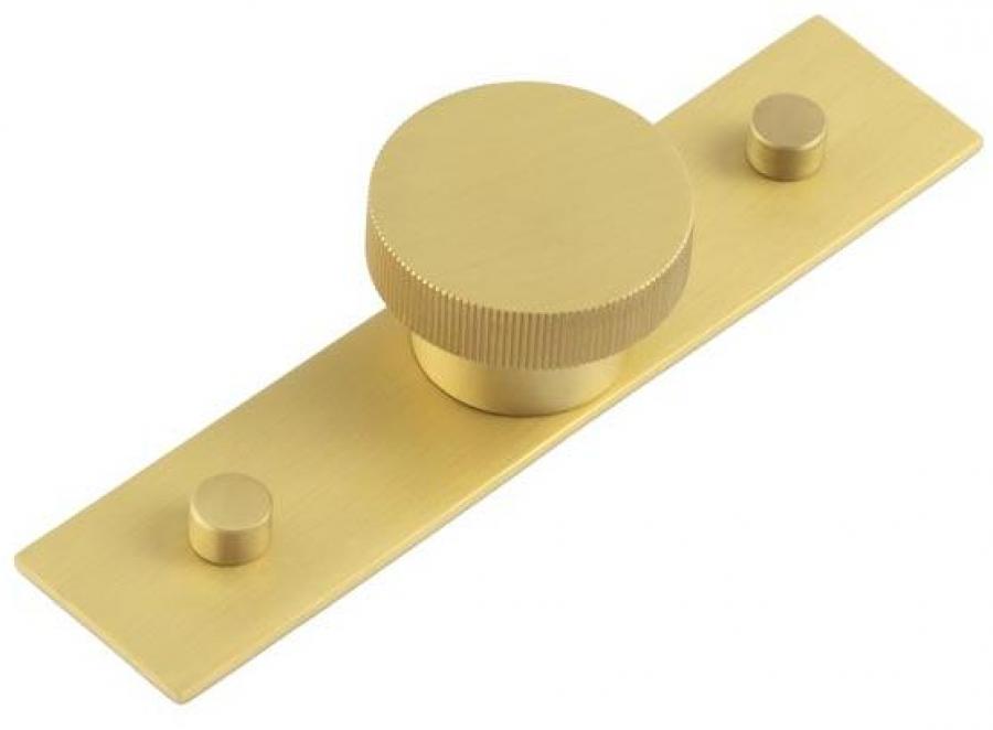 Thaxted Cupboard Knob on Plain Backplate - Satin Brass (and more)