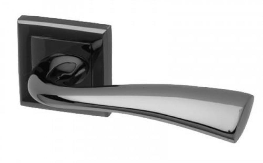 Scimitar on Square Rose Lever Door Handle Set