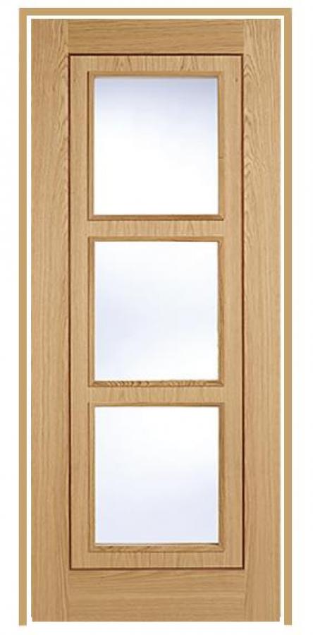 Inlay with Clear Glass Oak Prehung Internal Door (pre-finished)