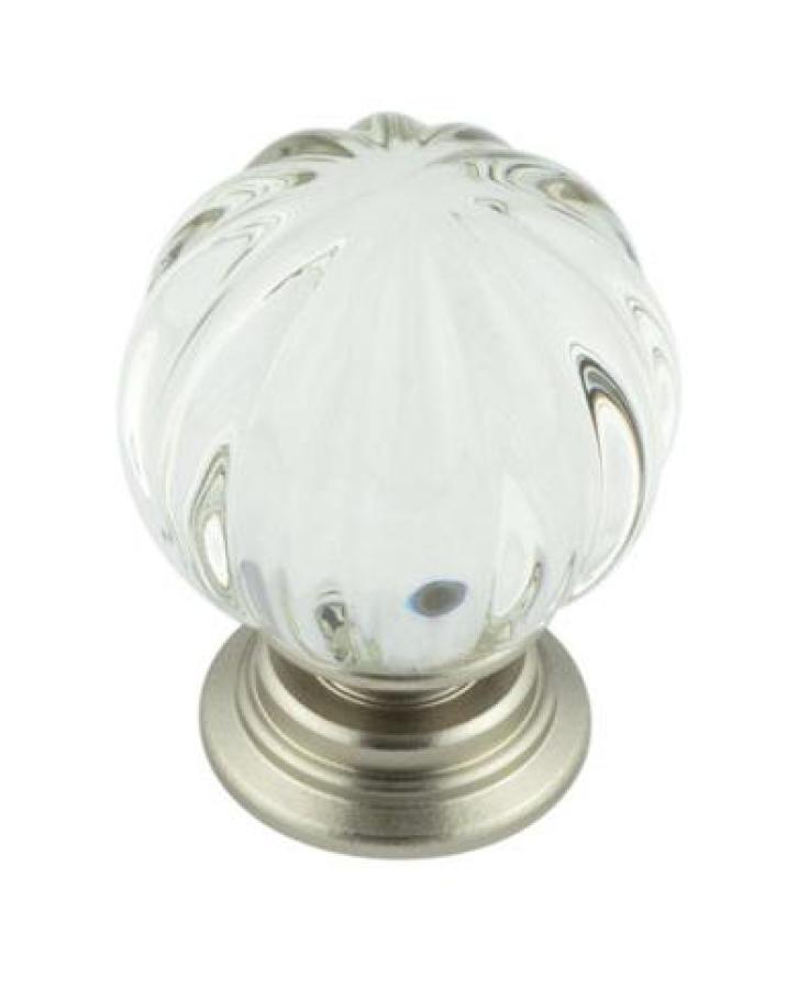 Pumpkin Glass Cupboard/Wardrobe Knob - Satin Nickel-copy