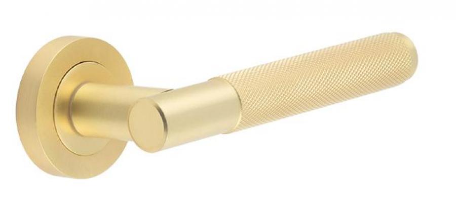 Jedo Bari Knurled Designer Lever on Rose (satin brass)