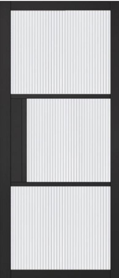 Florence Black Crittal Style Door with Reeded Glass (pre-finished)