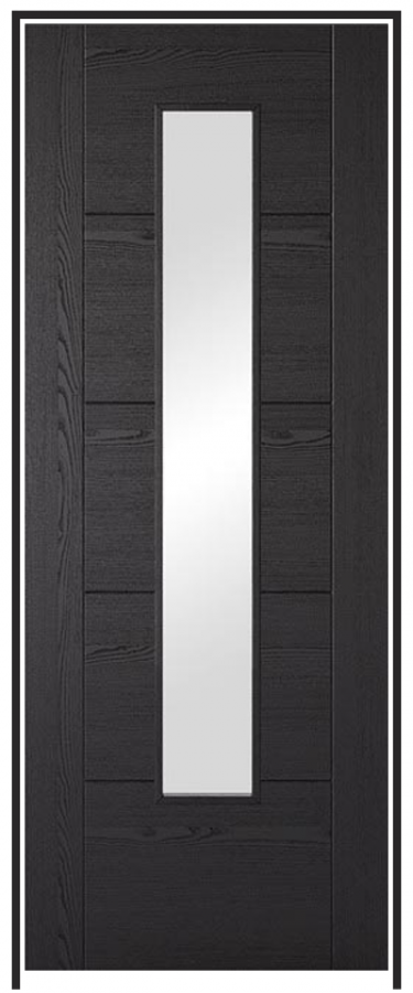 Vancouver Laminate Black Prehung Door with Clear Glass