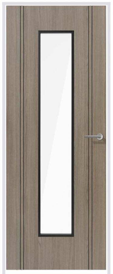 Monaco Light Grey Laminate Prehung Door with Clear Glass