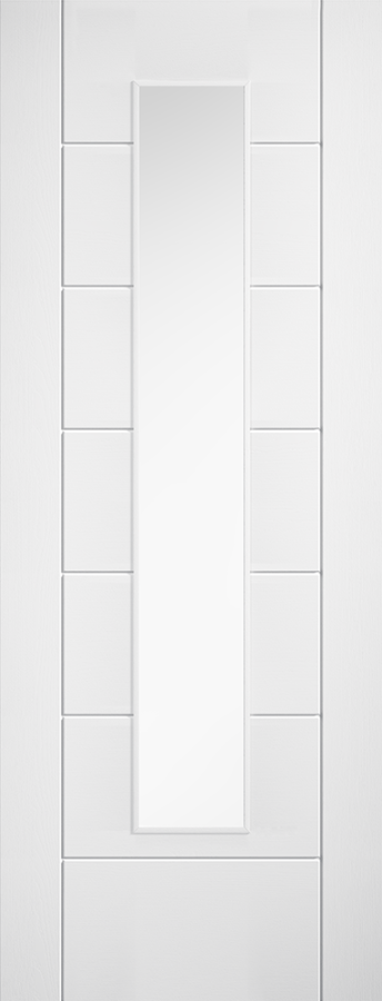 Linear 7P Pre-Finished Glazed White Internal Door