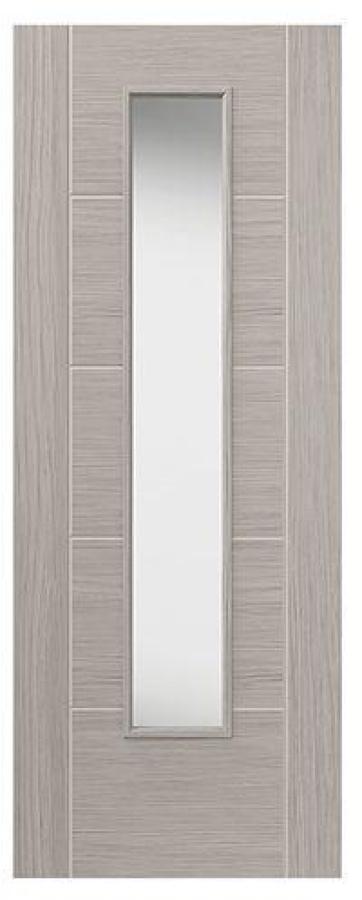 Tigris Light Grey Laminate Door with Clear Glass (slim)