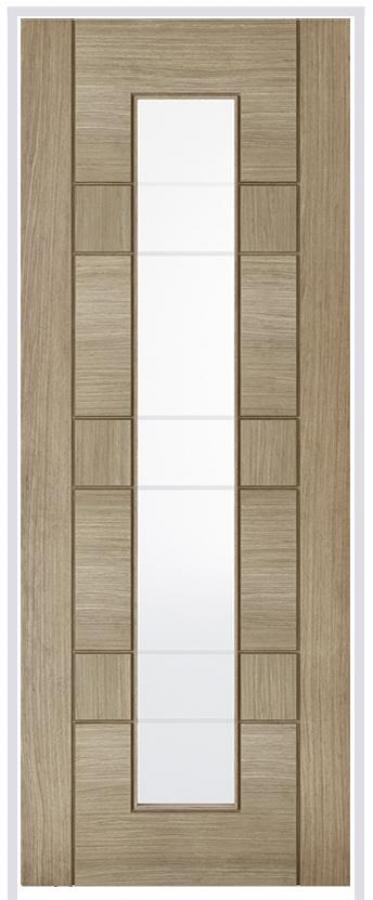 Edmonton Light Grey Prehung Internal Door with Clear Glass
