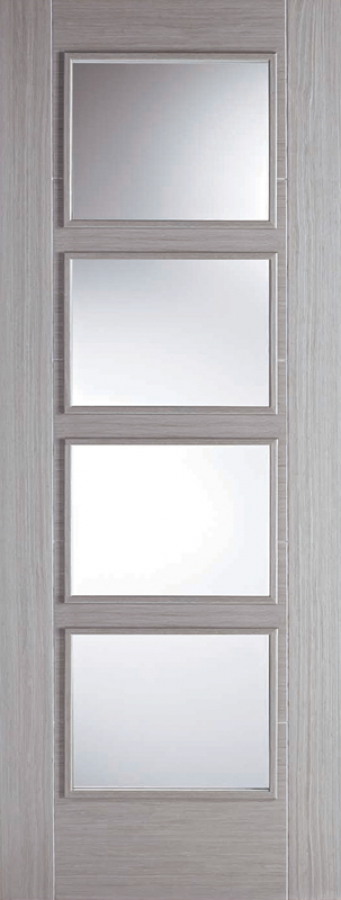 Vancouver Light Grey Prehung Internal Door with Clear Glass
