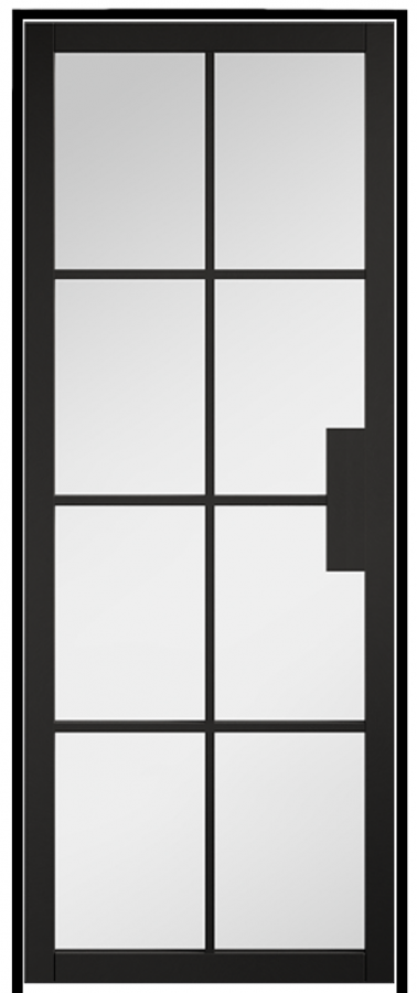 Malvern Black Prehung Internal Door with Clear Glass