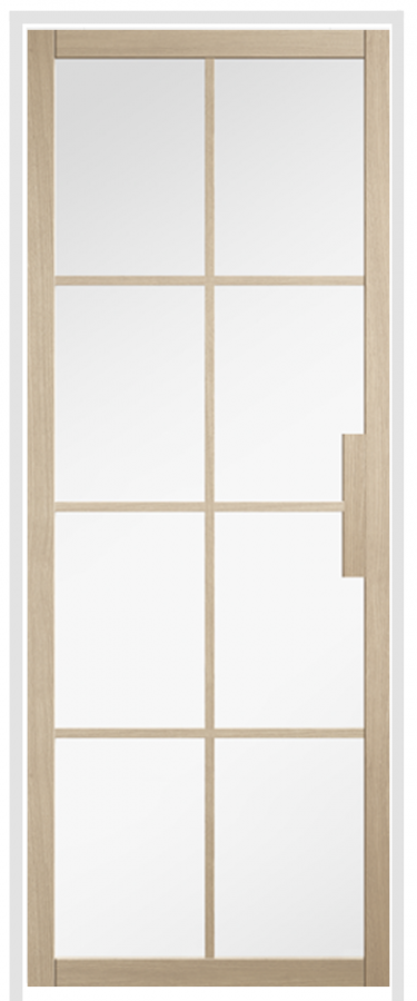 Malvern Blonde Oak Prehung Internal Door with Clear Glass