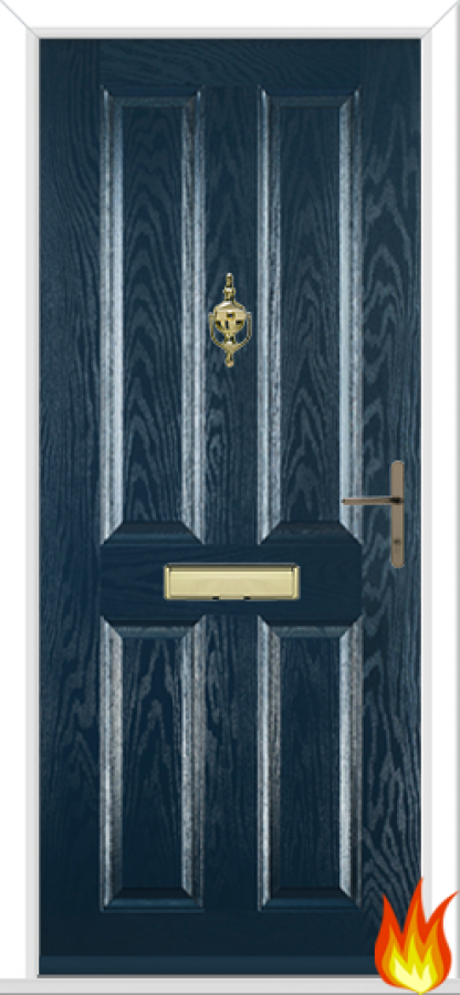 Maple 4 Panel External Apartment Entrance Composite PreHung Fire Door (FD30)