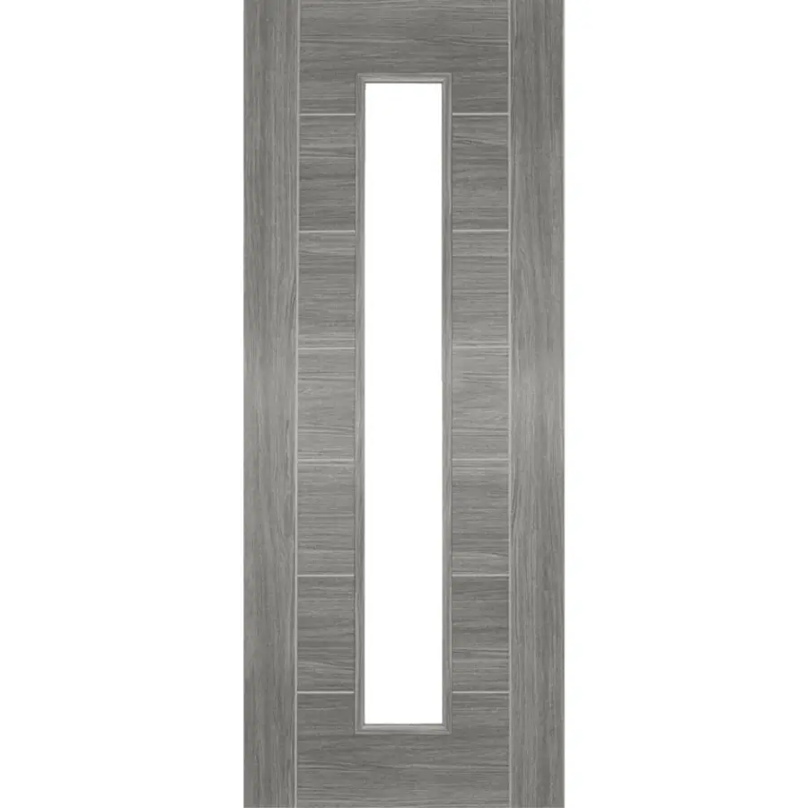 Corsica Laminate Grey Internal Door with Clear Glass