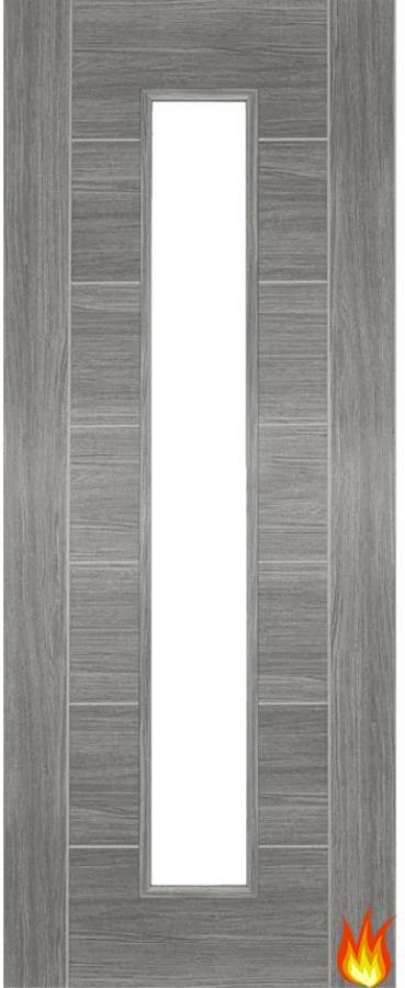 Corsica Laminate Grey Internal Fire Door (FD30) with Clear Glass