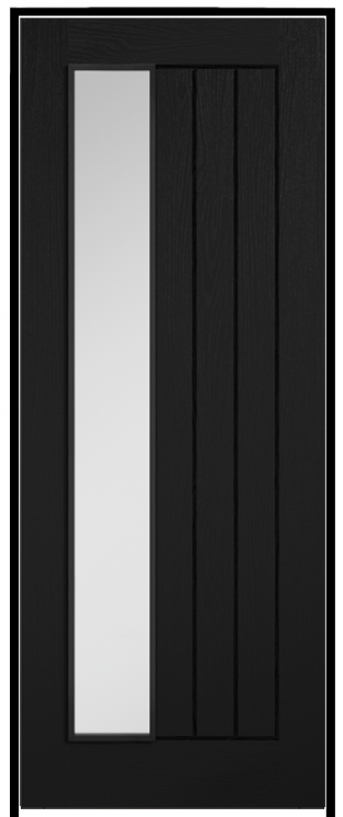 Mexicano Black Prehung Door with Clear Glass