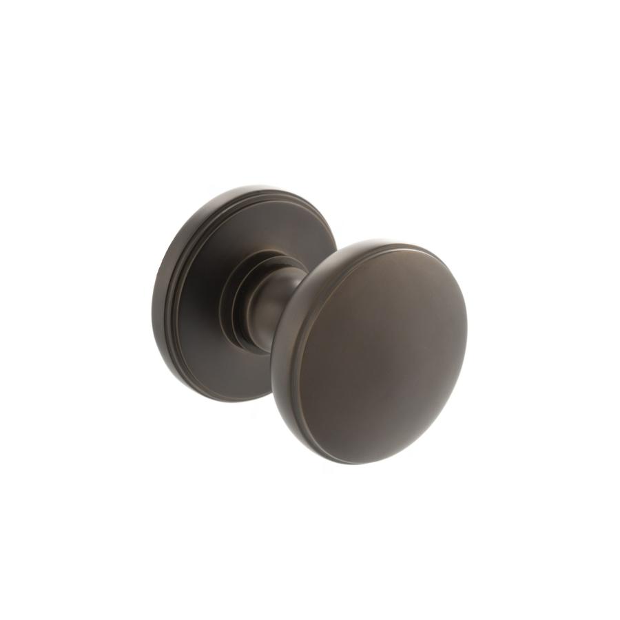Solid Brass Domed Mortice Knob on Concealed Fix Rose - Urban Dark Bronze