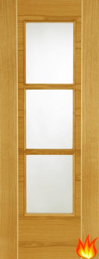 Mirage 3-Light Flush Oak Fire Door with Ash Inlay (pre-finished)