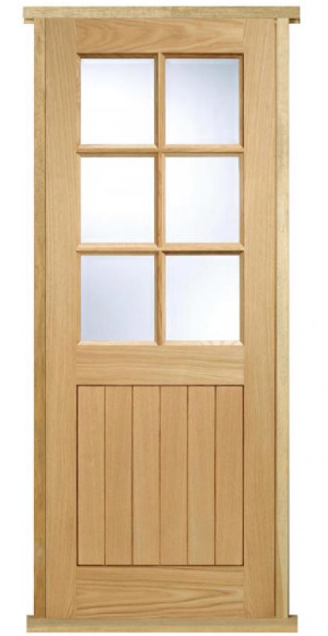 Oak Cottage 6-Light with Clear Glass Pre-hung Door Set