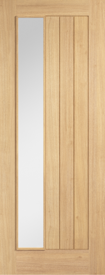 Cottage Belize Offset Oak Door with Clear Glass
