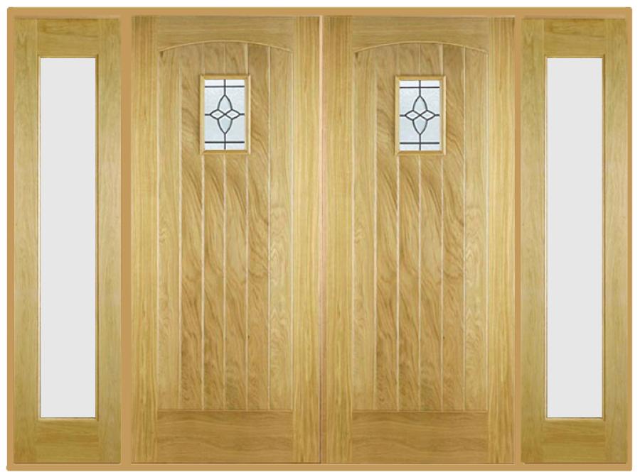 Cottage Double Front Doors With Sidelights