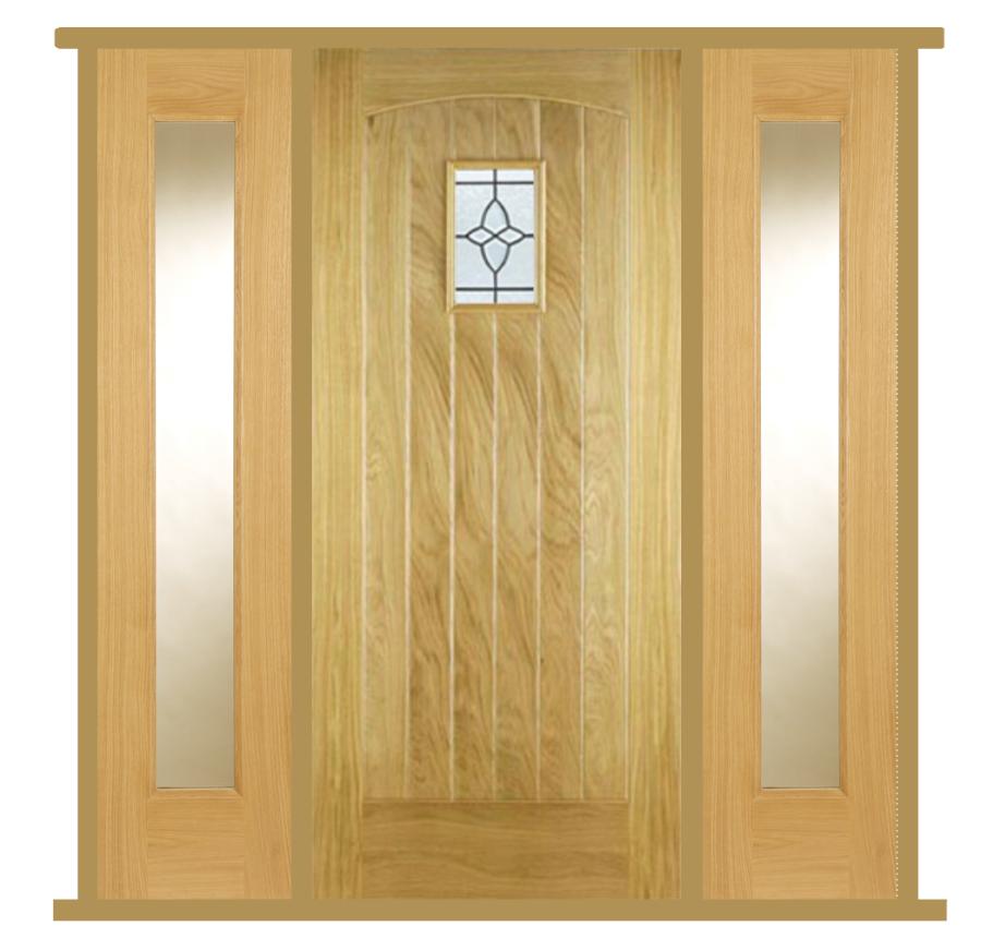 Cottage External Oak Door with Universal Oak Sidelight/s