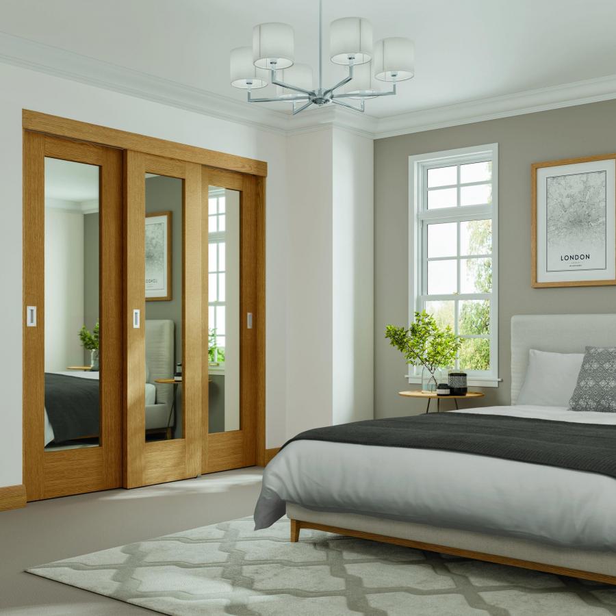 Oak 3 Door Double Top Wardrobe Frame (Inc. Hardware Kit)