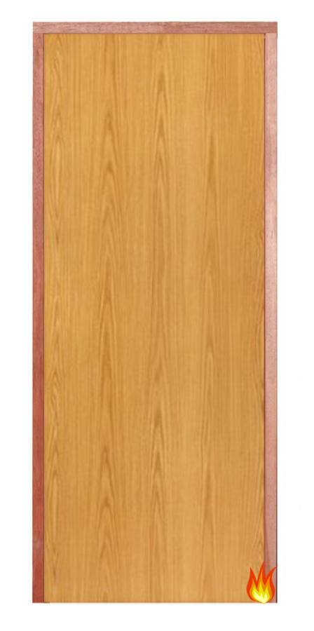 Flush Oak PAS 24 Fire-Resistant Flat Entrance Door Set