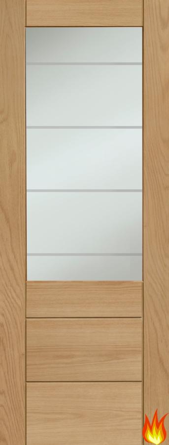 Palermo Original 2XG Fire Door (FD30) with Clear Etched Fire Glass (pre-finished)