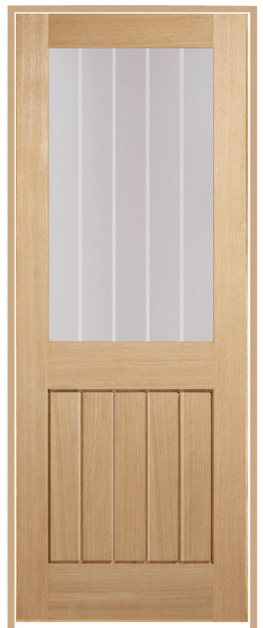Mexicano Half Light with Clear Etched Glass Prehung Oak Door (un/pre-finished)