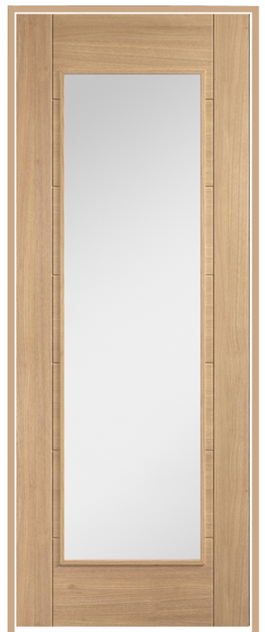 Carini 1-Light with Clear Glass Prehung Oak Door (pre-finished)